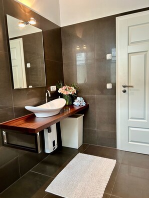 Ducha, secador de pelo y toallas