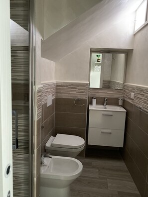 Free toiletries, hair dryer, bidet, towels