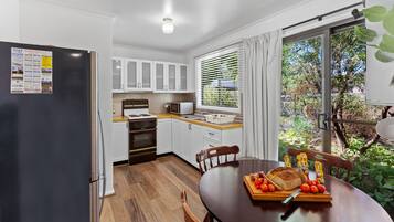 Fridge, microwave, oven, toaster