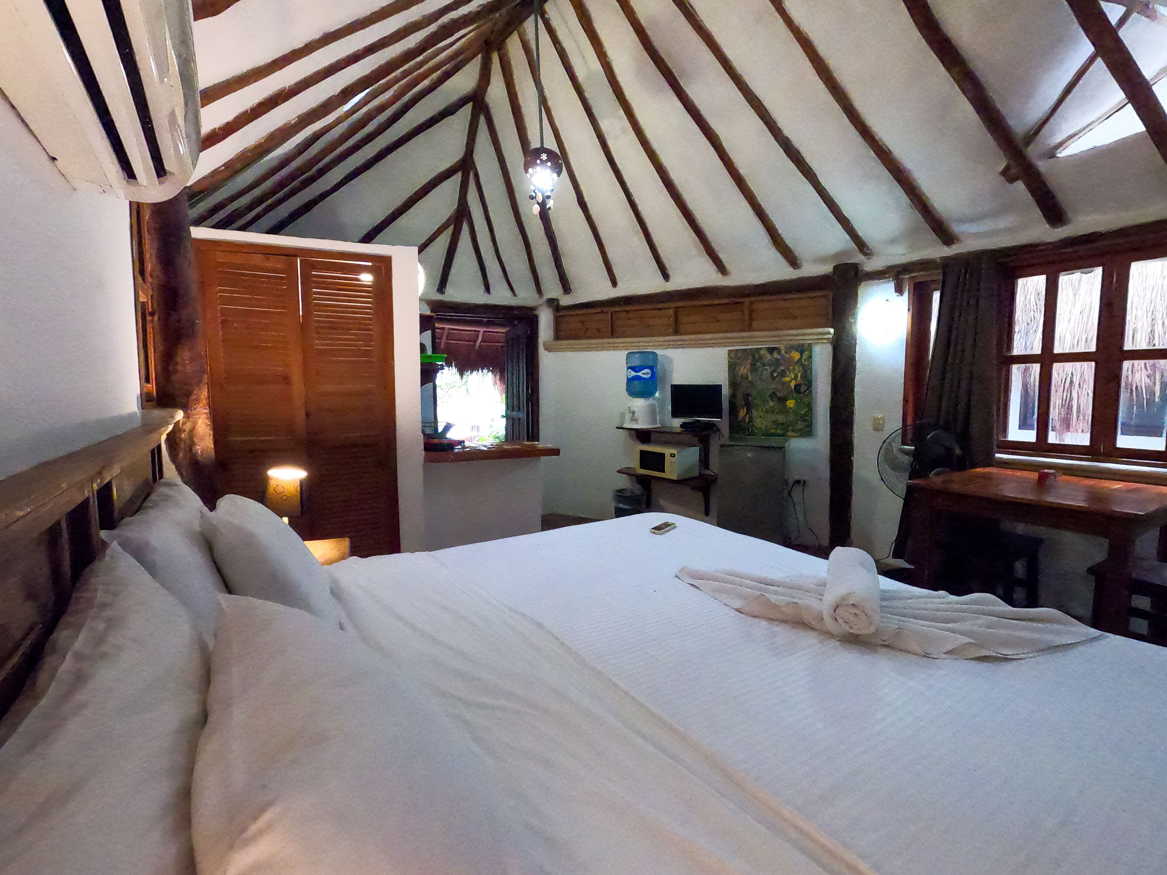 Comfortable cabin in tropical garden setting