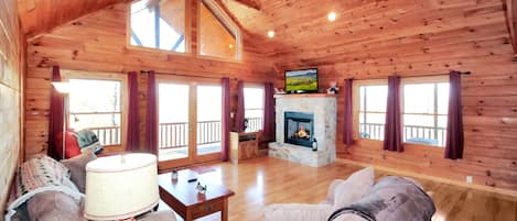 TV, fireplace