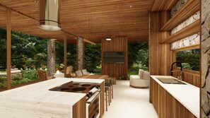 Luxury Villa | Private kitchen | Full-size fridge, microwave, stovetop, coffee/tea maker - Villas Jawara (La Fortuna)