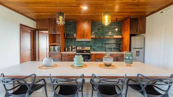 Deluxe Villa | Private kitchen | Full-size fridge, microwave, stovetop, coffee/tea maker