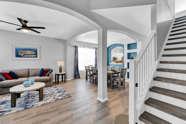 Smart TV, fireplace, video games, music library