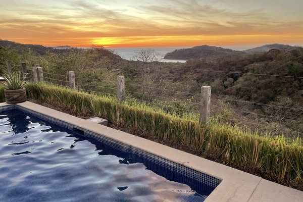 View from the pool when the sun is setting