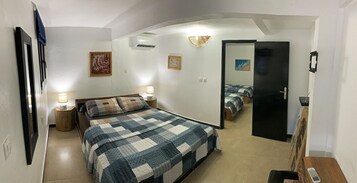 패밀리 쿼드룸, 침실 1개 | 각각 다른 스타일의 인테리어, 책상, 방음 설비, 무료 WiFi