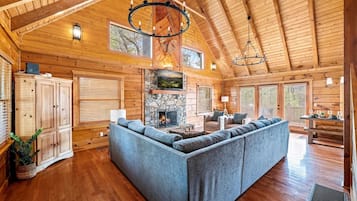 Smart TV, fireplace, video games, foosball