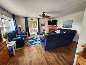 スマートテレビ、暖炉、書庫、PC モニター