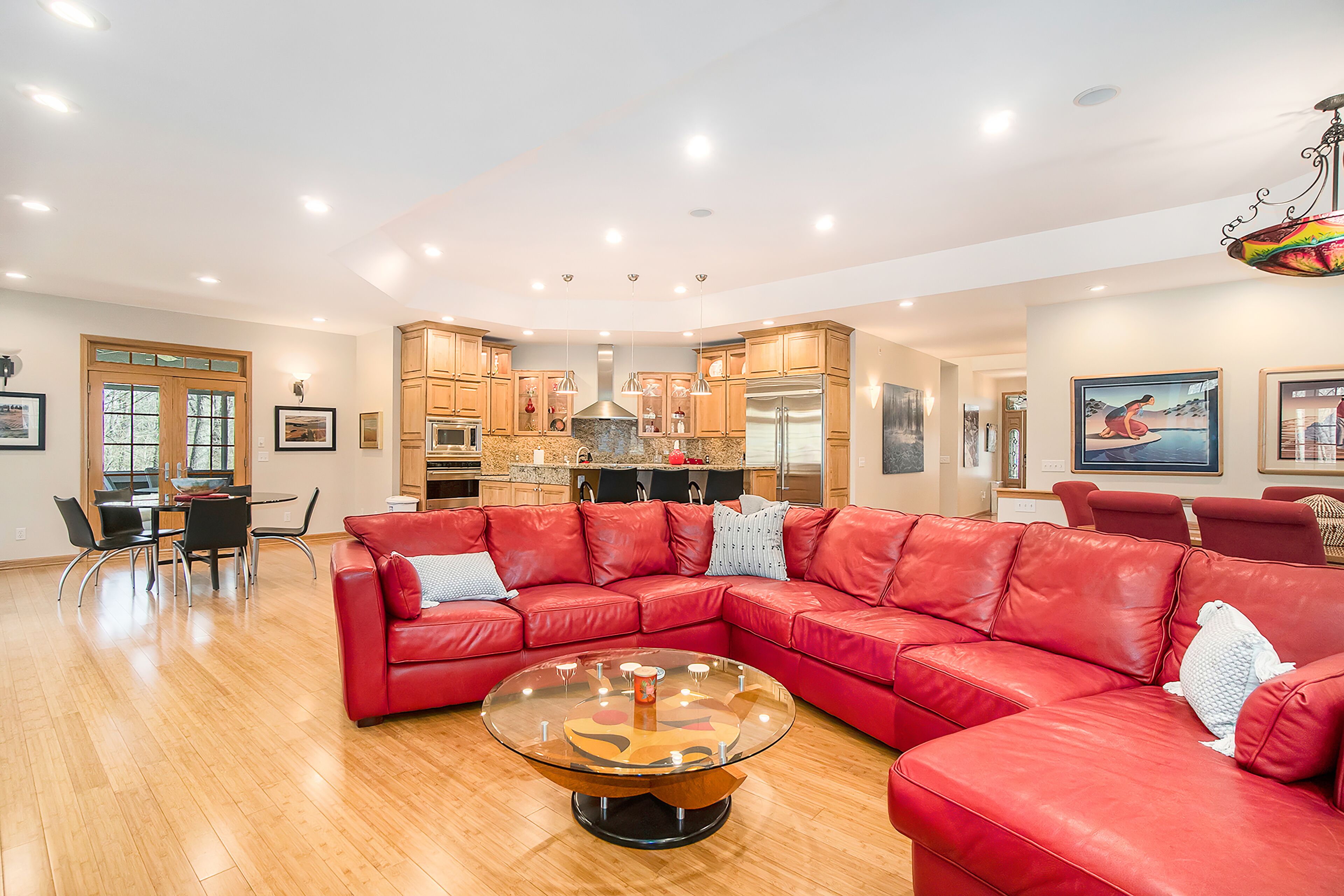 Inviting home near lake with firepit, full kitchen, central AC, & W/D