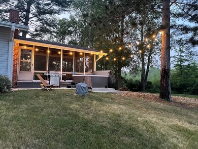 Private, newly renovated lakefront cottage on 10+ acres of land.