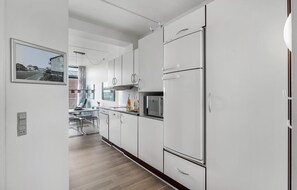 Kühlschrank, Mikrowelle, Herdplatte, Geschirrspüler