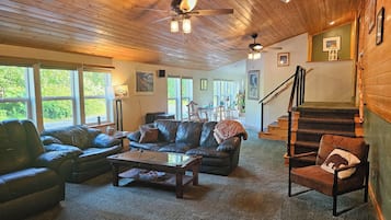 Smart TV, DVD player, books, video library