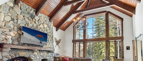 TV, fireplace, printers