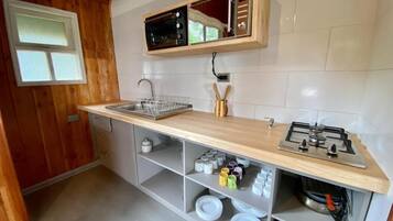 Full-size fridge, microwave, oven, dishwasher