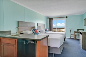 Room, 2 Queen Beds, Kitchen, Oceanfront | Blackout drapes, soundproofing, iron/ironing board, free WiFi - Admiral's Quarter (Kure Beach)