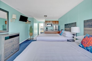 Room, 2 Queen Beds, Kitchen, Oceanfront | Private kitchenette | Fridge, microwave, coffee/tea maker, paper towels - Admiral's Quarter (Kure Beach)