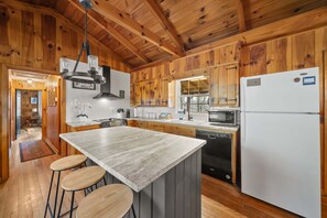 Fridge, oven, stovetop, coffee/tea maker - Great Grandfather View - hot tub, fire pit, family games, all bedrooms on main level, views (Banner Elk)