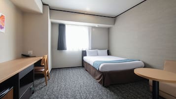 Down comforters, desk, laptop workspace, iron/ironing board