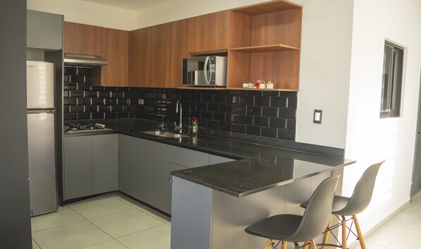 Appartement Ville | Cuisine privée | Grand réfrigérateur, micro-ondes, plaque de cuisson, blender