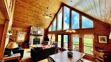 Smart TV, chimenea y libros