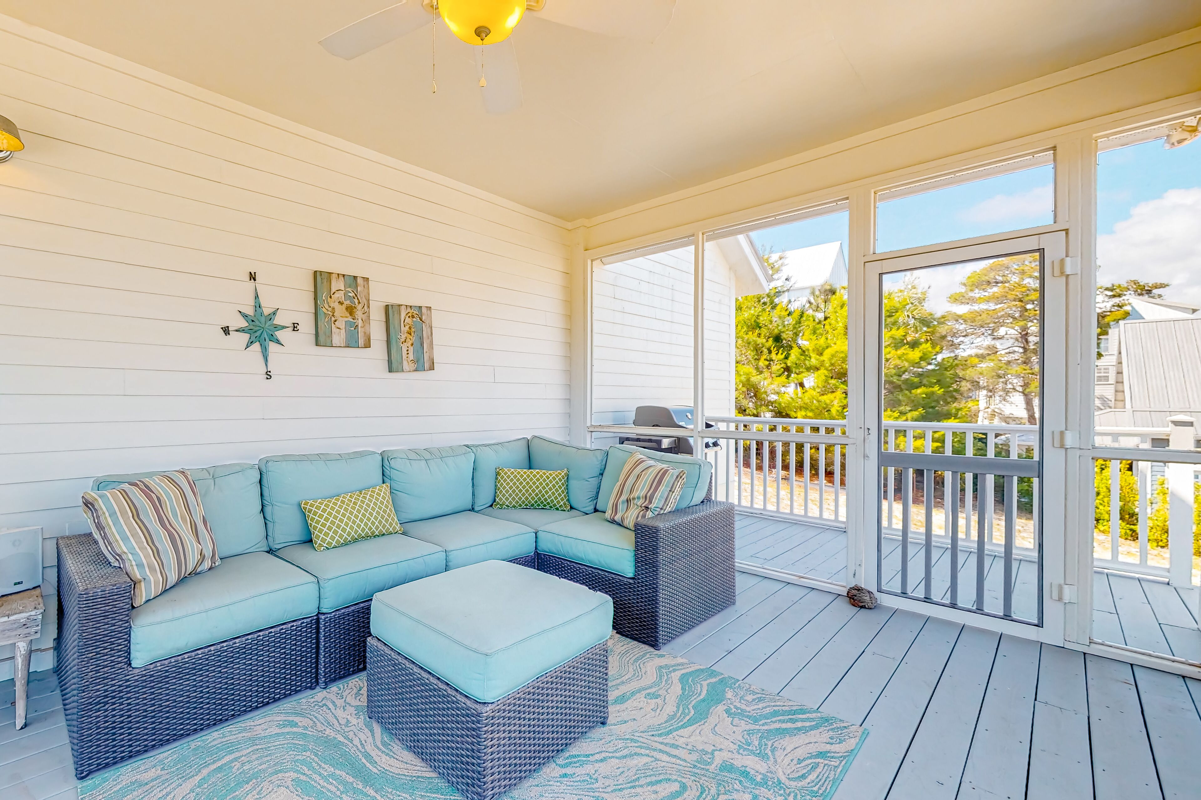 Charming home with enclosed sunroom, porch, central AC, & W/D - near beach