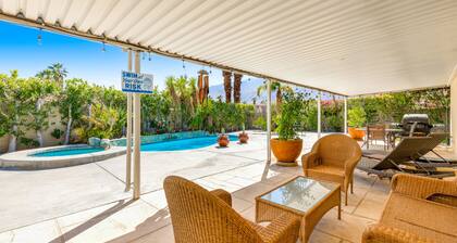 Mountain view home with a pool, pool spa, grill, firepit, washer/dryer, and AC