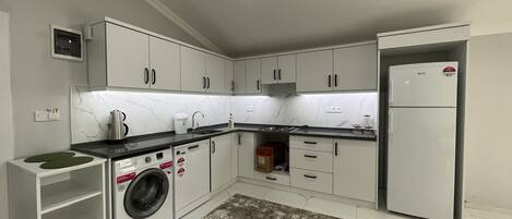 Luxury Room | Private kitchen | Full-size fridge, dishwasher, cookware/dishes/utensils, freezer