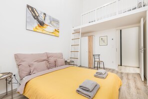 Premium bedding, desk, soundproofing, iron/ironing board