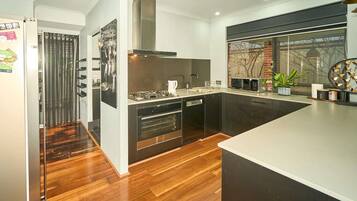 Fridge, microwave, oven, dishwasher