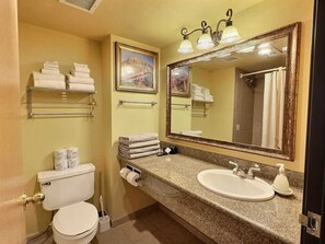 Baignoire, sèche-cheveux, serviettes fournies