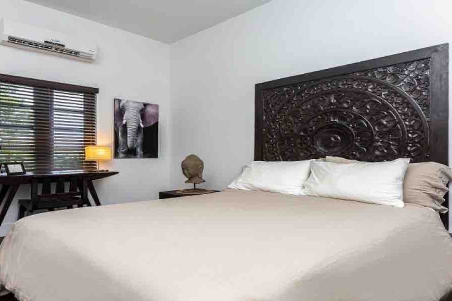 1 bedroom, desk, iron/ironing board, travel crib