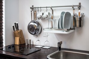 Fridge, microwave, stovetop, coffee/tea maker - Hotel Room in Historic Neighborhood (Miami)