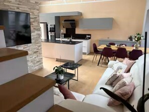 Living area - Penthouse, 50 metres from the beach and town center (Mers-les-Bains)
