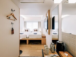 ห้องพัก, เตียงเดี่ยว 2 เตียง (Comfy) | ผ้าม่านกันแสง, ห้องเก็บเสียง, Wi-Fi ฟรี, ผ้าปูที่นอน
