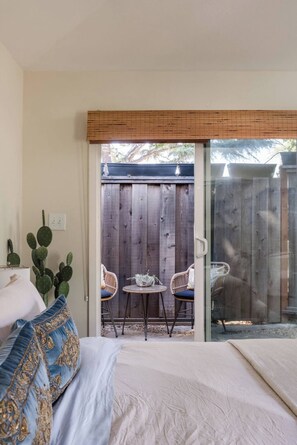 1 bedroom, desk, iron/ironing board, travel cot