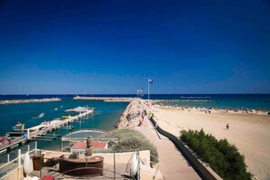 Beach nearby, sun loungers