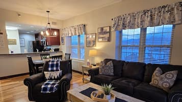 Smart TV, fireplace, DVD player