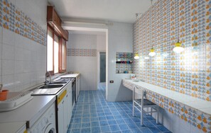 Fridge, microwave, cookware/dishes/utensils