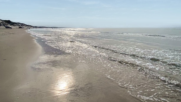 A beach with a sandy shore and gentle waves. - 3 bedroom cozy home in Bindslev (Bindslev)