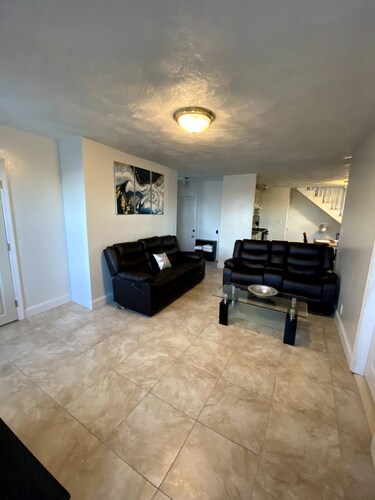 Open concept, 2-level apartment with scenic view