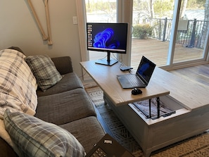 Smart TV, fireplace, video games, computer monitors