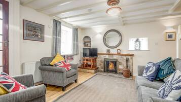 Televisión y chimenea