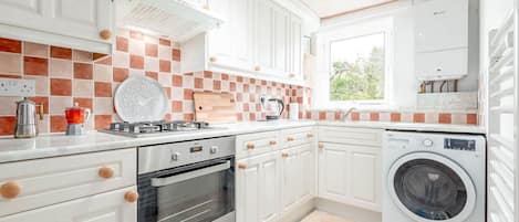 Fridge, microwave, oven, electric kettle