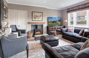 Smart TV, fireplace, table football