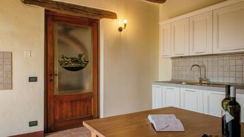 Condo | Private kitchen | Fridge, stovetop, cookware/dishes/utensils, cleaning supplies