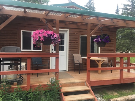 Terrace/patio. SPRUCE--Private sleeping cabin with shared kitchen/bathhouse