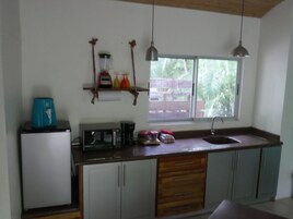 Mini-fridge, microwave, eco-friendly cleaning products