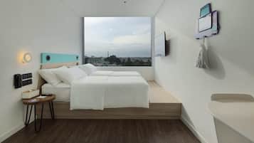 In-room safe, desk, laptop workspace, blackout curtains