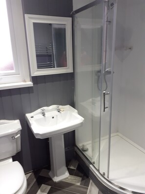 Shower, towels - Beautiful 3-bed Apartment in Swansea (Swansea)