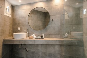 Senior Double Room | Bathroom | Free toiletries, hair dryer, slippers - The Rock (Skiathos)